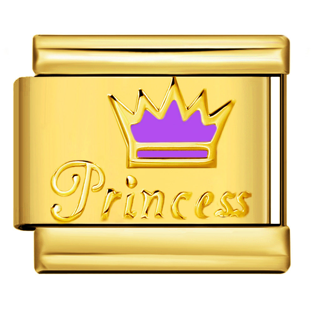 Wholesale Italian Charm Bracelet 9mm DIY Colorful Enamel Crown Series  Creative Stainless Steel Composable Bracelet