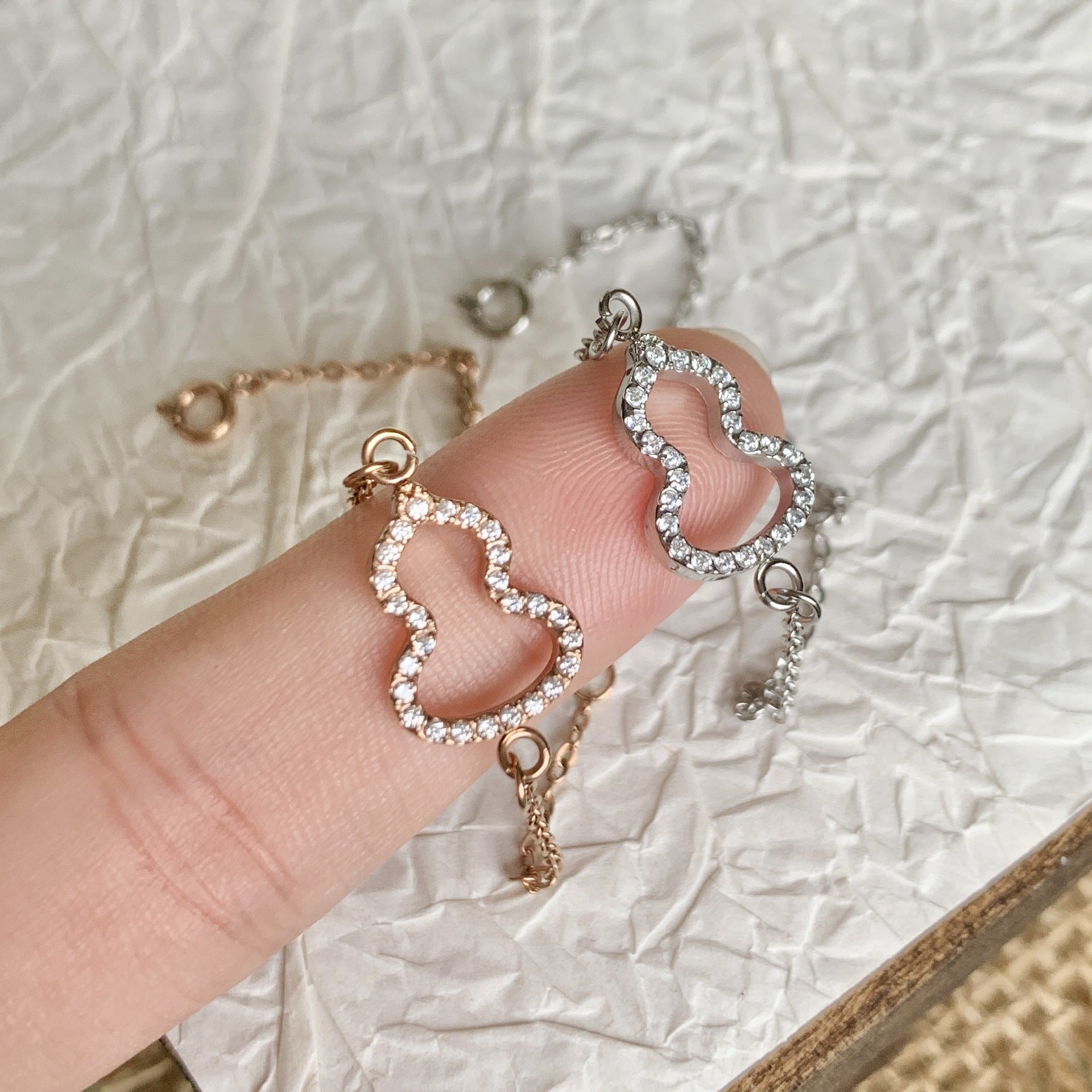 Wholesale Chic Gourd Bracelet For Women Titanium Steel Gold Tone Hollow Out Diamond Encrusted Stackable Design Jewelry Accessory Gift And Resale