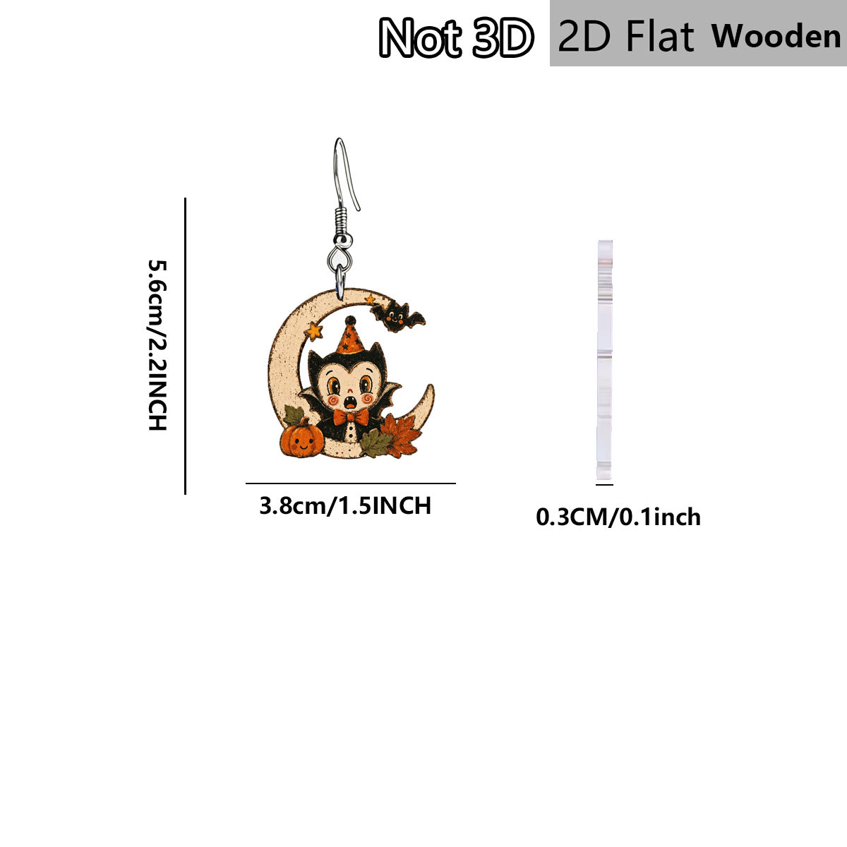 Wholesale  Wooden Earrings Trendy Bat Pumpkin Maple Leaf Painted Drop Earrings Fall Jewelry Gift For Women Boutique Resale Accessory