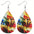 Wholesale Double-sided printing American Independence Day water drop leather earrings