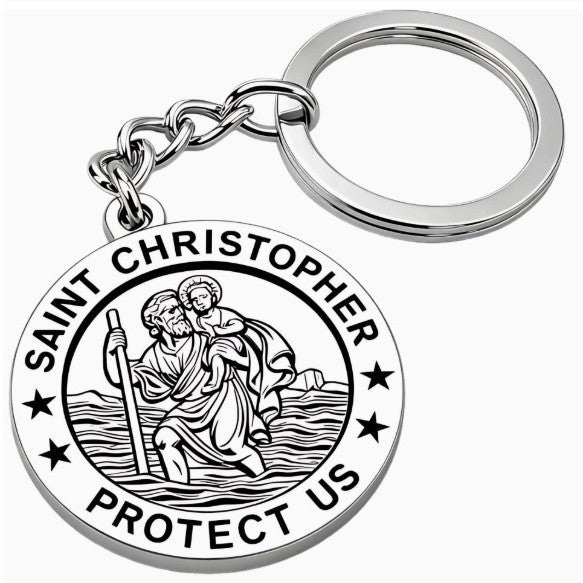 Wholesale Saint Christopher Traveler Keychain Stainless Steel Car Key Accessory Gift