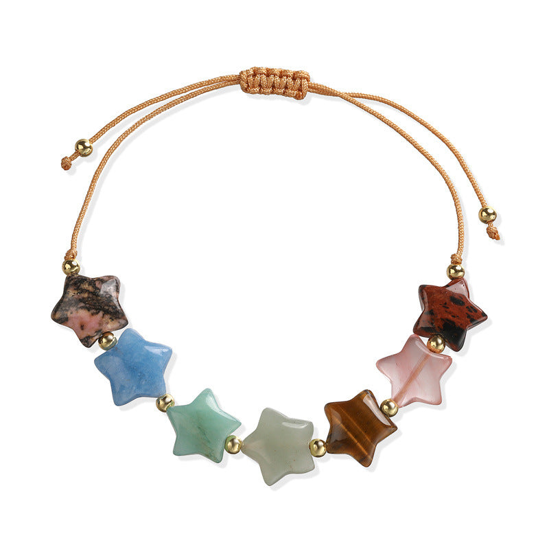 Wholesale Handmade INS Style Minimalist Woven Heart Bracelet Adjustable Copper With Tiger Eye Pink Crystal Green Aventurine Fashion Accessory Gift