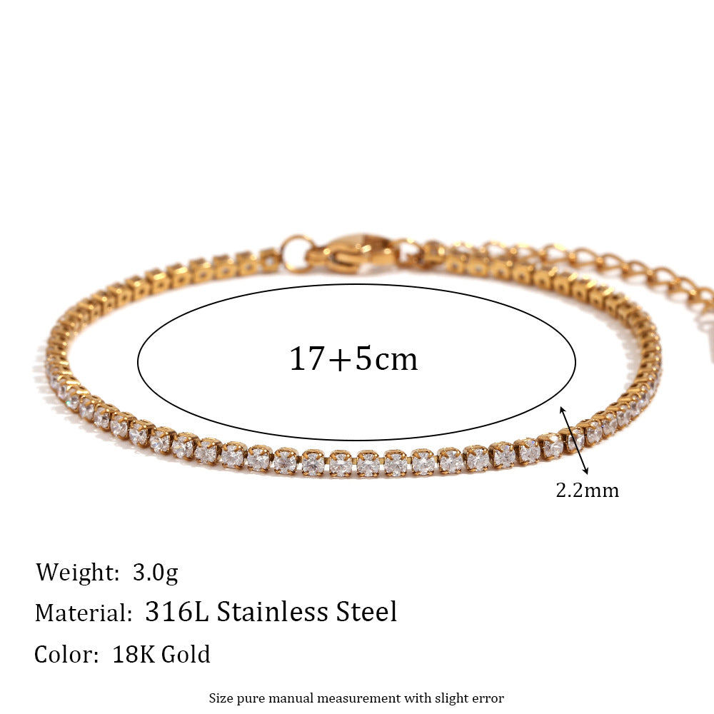 Wholesale Stainless Steel Bracelets 18K Gold Plated Bracelet Micro Inlaid Zircon Chain Bracelet ACC-BT-MengJ002