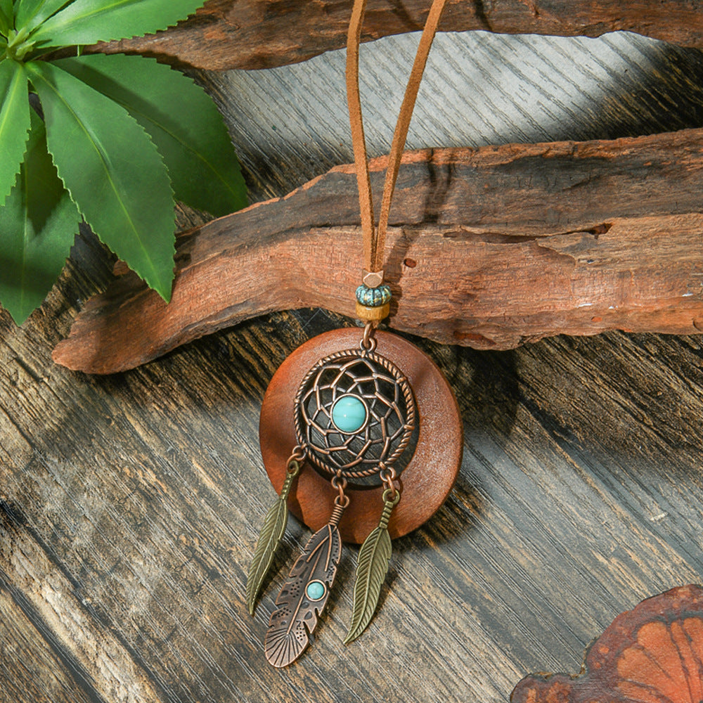 Wholesale Bohemian Retro Alloy Dream Catcher Pendant Necklace Fashion Accessory