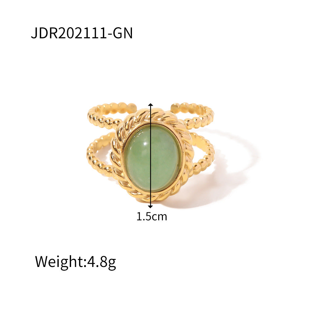 Wholesale Retro Titanium Steel Open Gemstone Ring