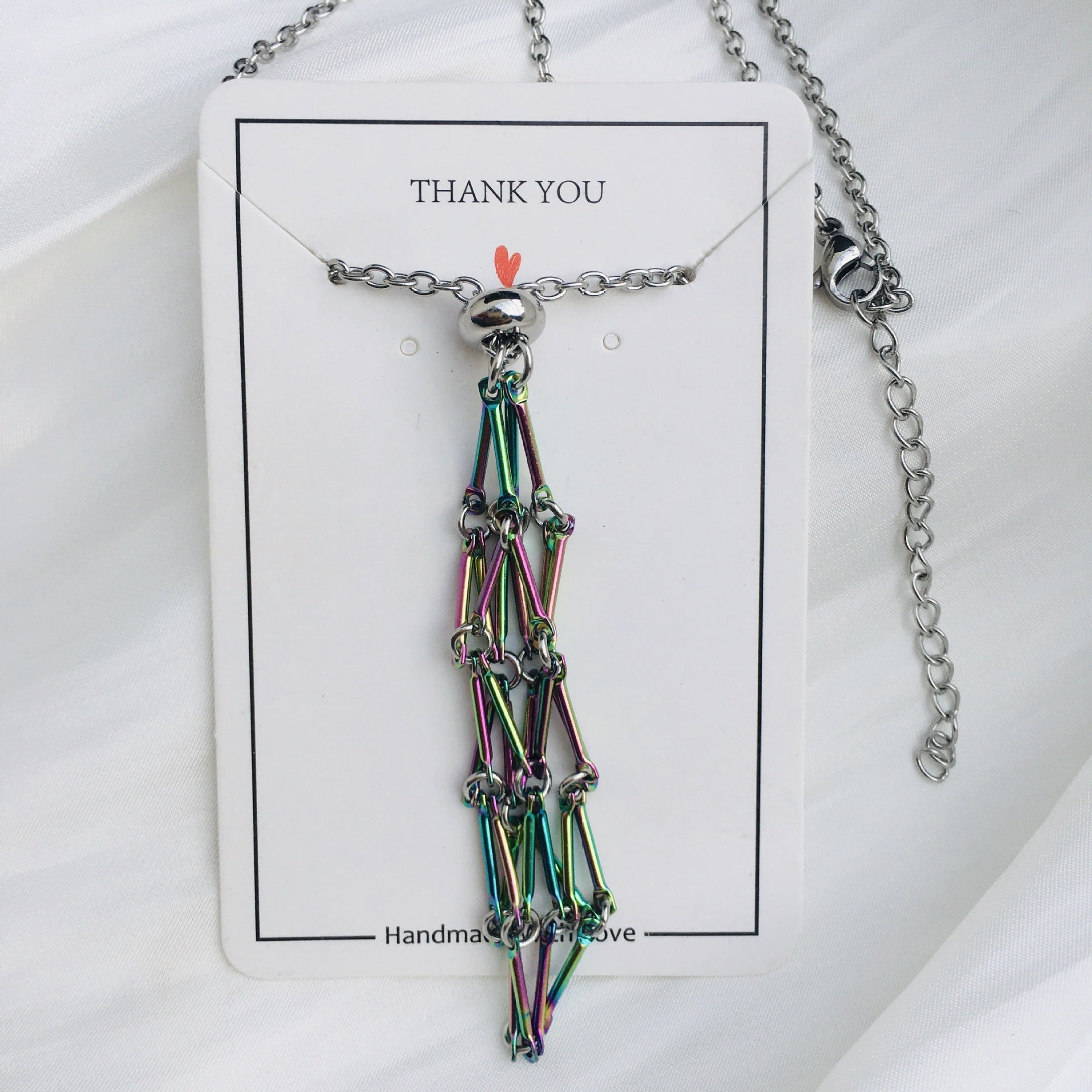 Wholesale Crystal Natural Stone Bamboo Adjustable Stainless Steel Mesh Necklace ACC-NE-RongGuan003