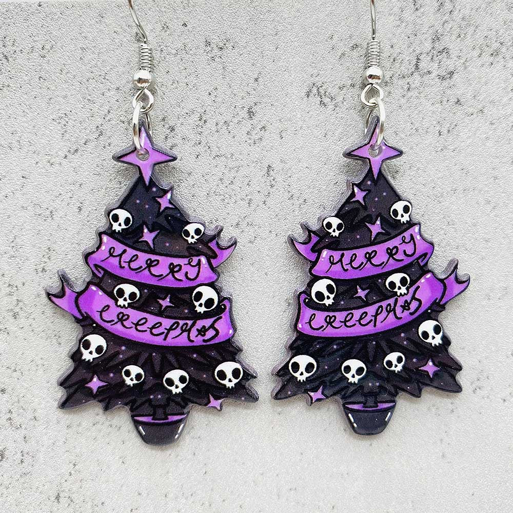 Wholesale Christmas Lights Red Plaid Christmas Tree Acrylic Earrings ACC-ES-ChenY072