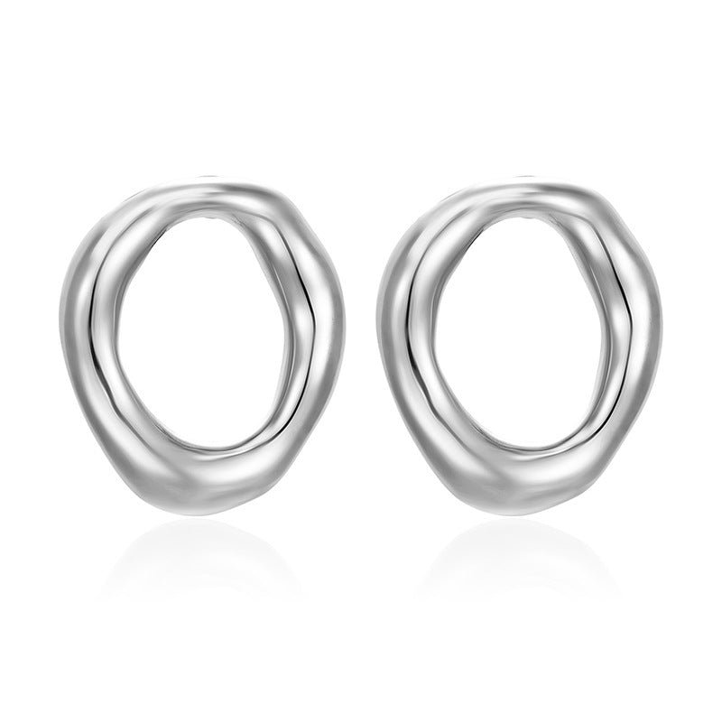 Wholesale Geometric hollow oval earrings stainless steel stud earrings