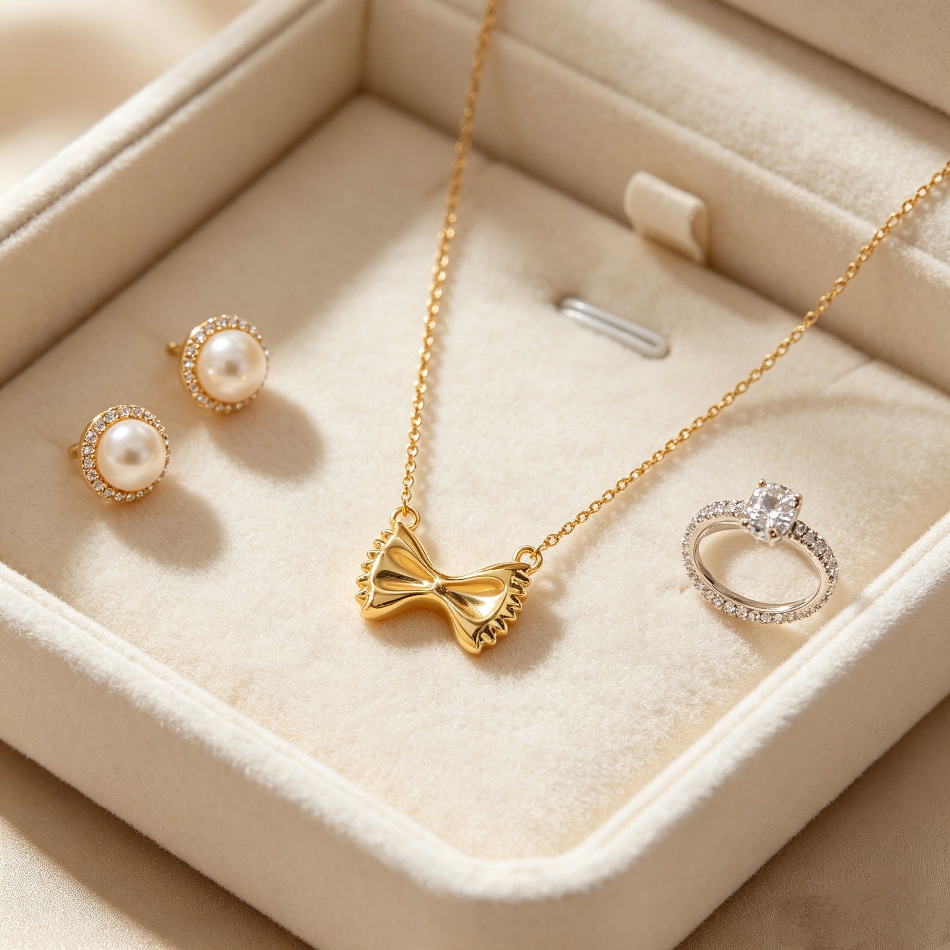 Wholesale 18K Gold-Plated Copper Bow Necklace