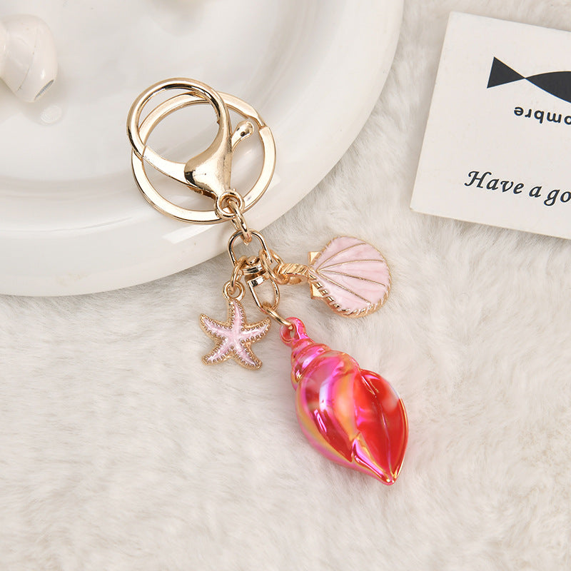 Wholesale Ins Style Starfish Conch Acrylic Oil Dripping Keychain Bag Charm Decorative Accessory Gift