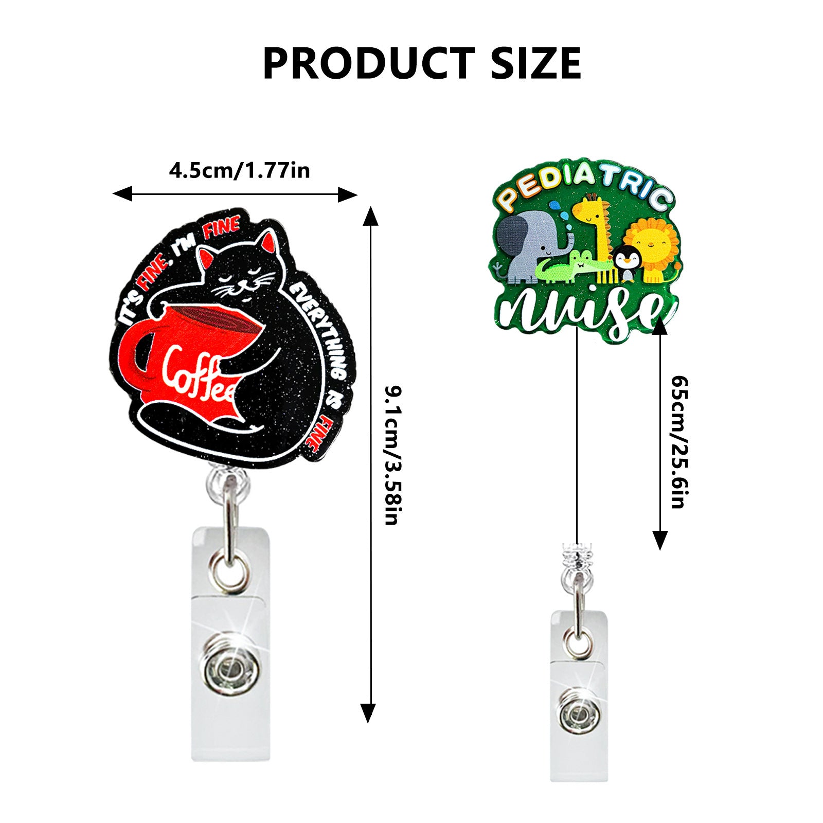 Wholesale Puppy Animal Cat Skeleton EKG Acrylic Badge Scroll Retractable Keychain Badge Reels ACC-KC-ChiHai015