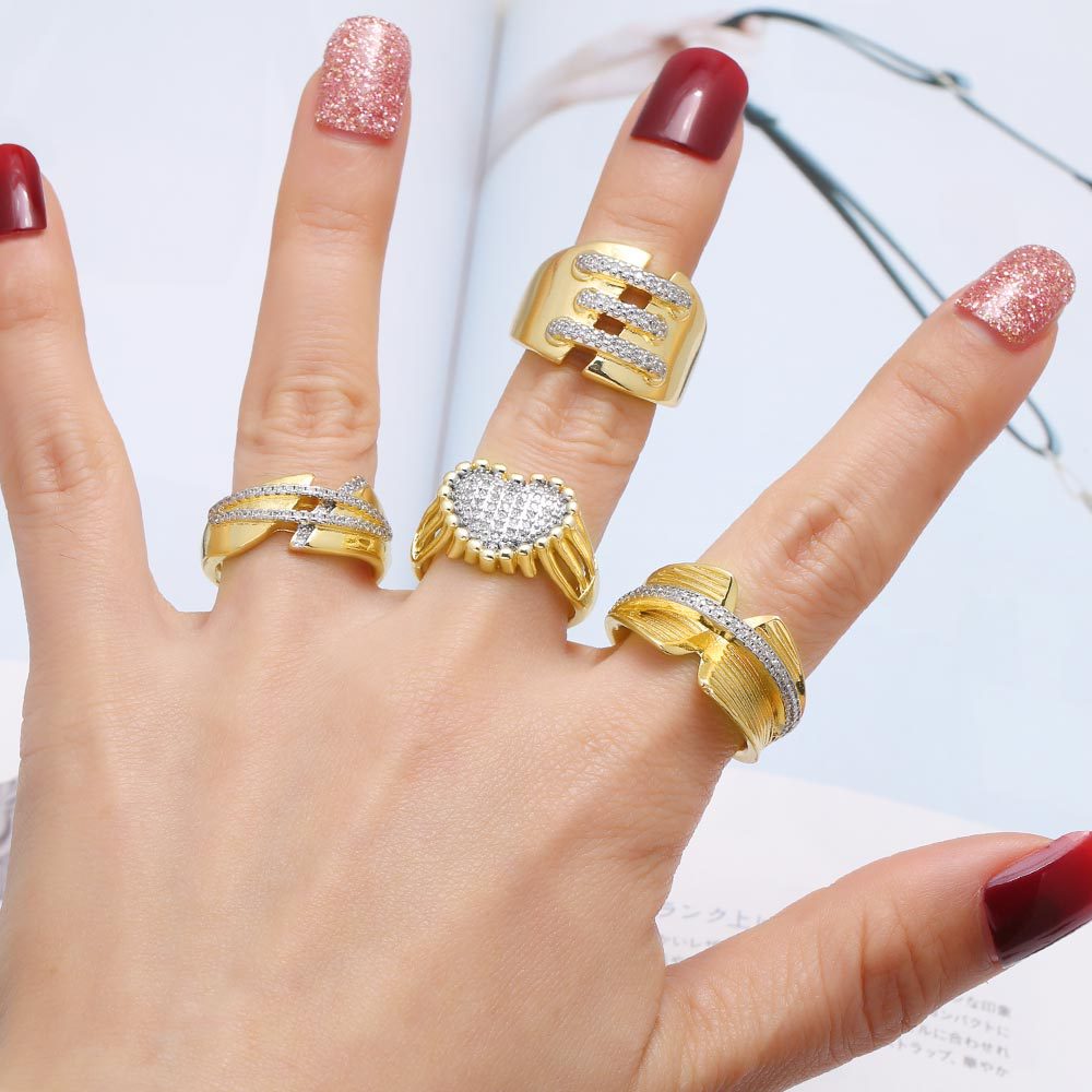 Wholesale two-color love gold-plated irregular open ring