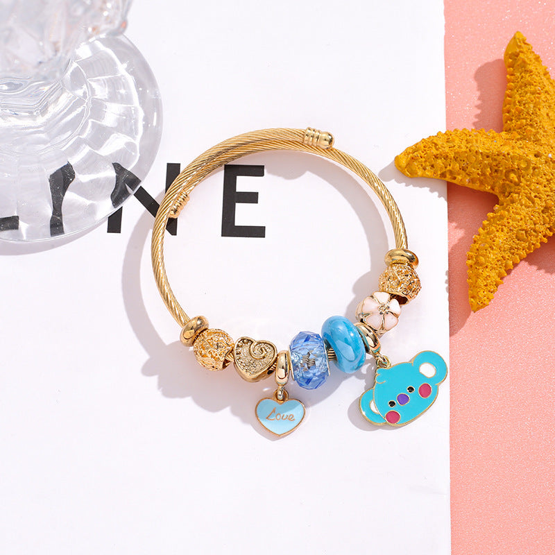 Wholesale Cartoon Beaded Stainless Steel Bracelet ACC-BT-QingLian002