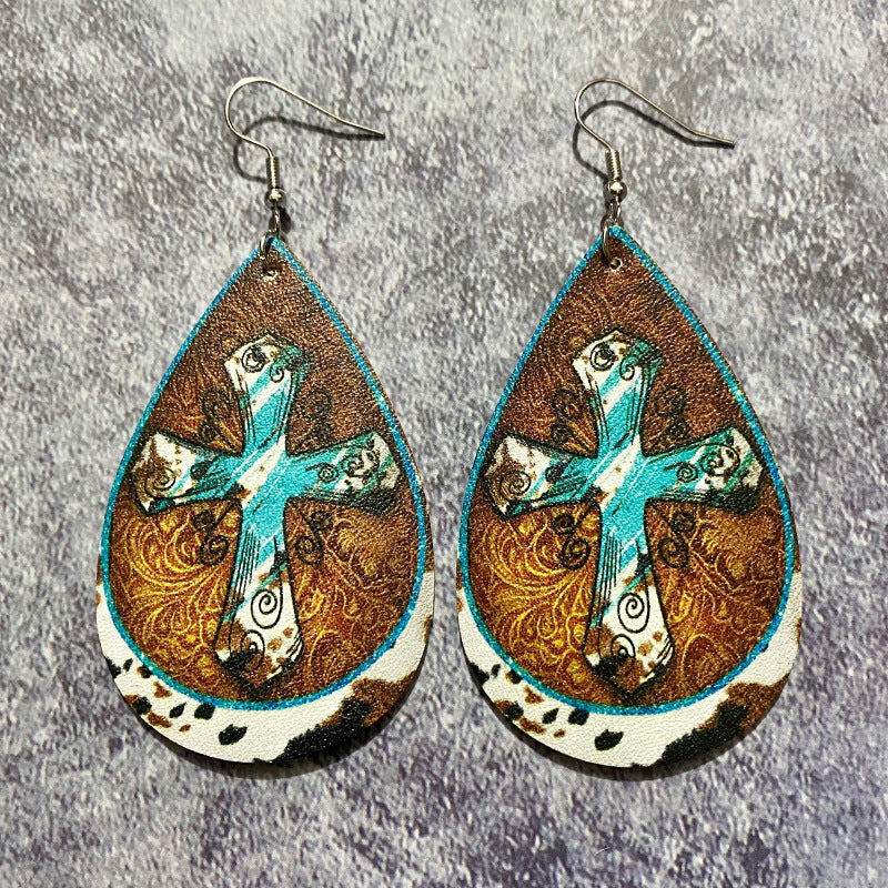 Wholesale  Western Retro Leather Earrings Bohemian Style Earrings