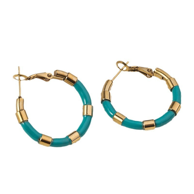 Wholesale Enamel Bamboo Earrings ACC-ES-RuiX007