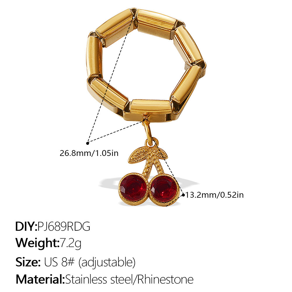 Wholesale DIY Pendant Ring Stainless Steel Plated with 18K Gold Exaggerated Multi-Element Pendant Ring for Women