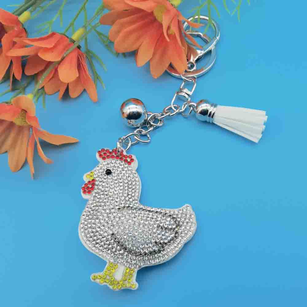 Wholesale  Cartoon  Diamond-encrusted Hen Keychain