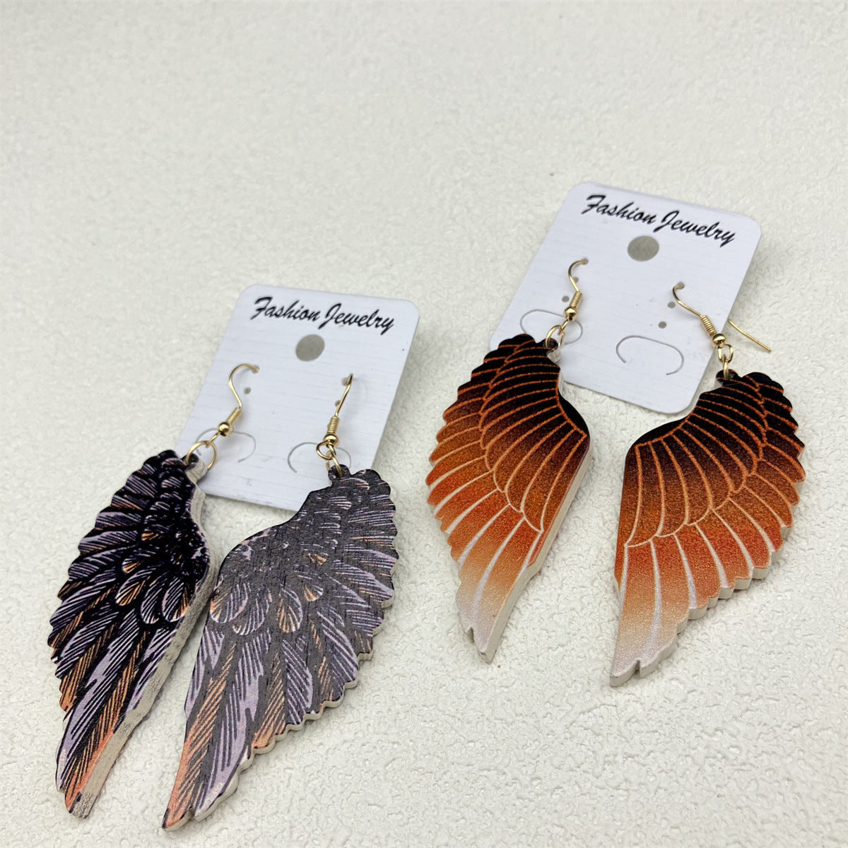 Wholesale Antique Style Retro Gradient Color Long Earrings Wood Earrings ACC-ES-FX042