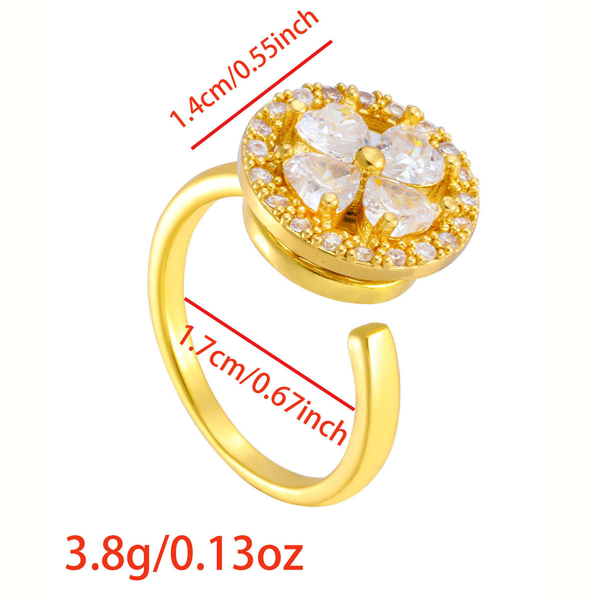 Wholesale Gold Plated Adjustable Rotating Ring Star Moon Zircon Women' s Fashion Jewelry Gift