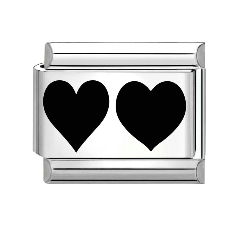 Wholesale Italian Charm Bracelet 9mm DIY Splicing Removable Black and White Lettering Stainless Steel Composable Bracelet