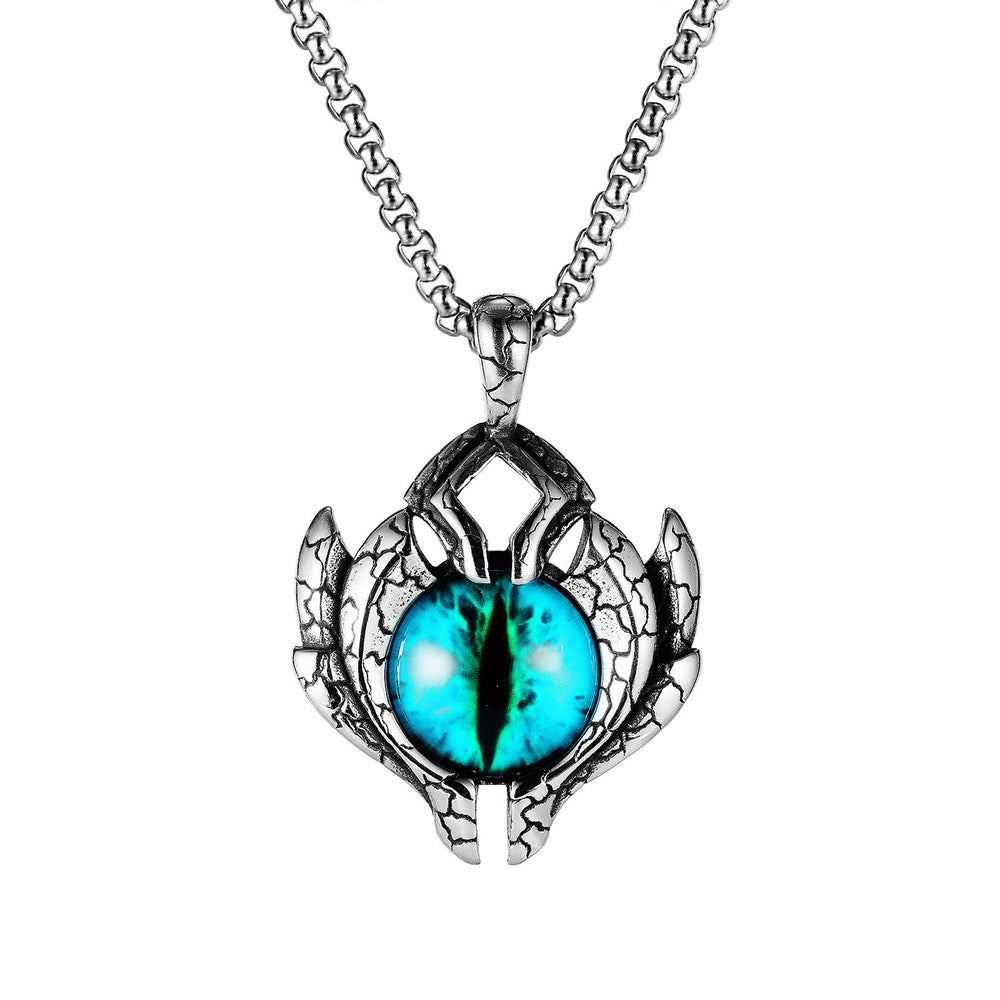 Wholesale Vintage Devil Eye Pendant Titanium Steel Necklaces ACC-NE-Hanyu014