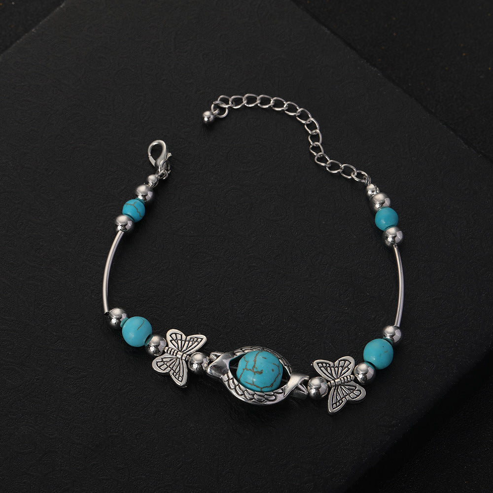 Wholesale  pine stone handmade butterfly bracelet