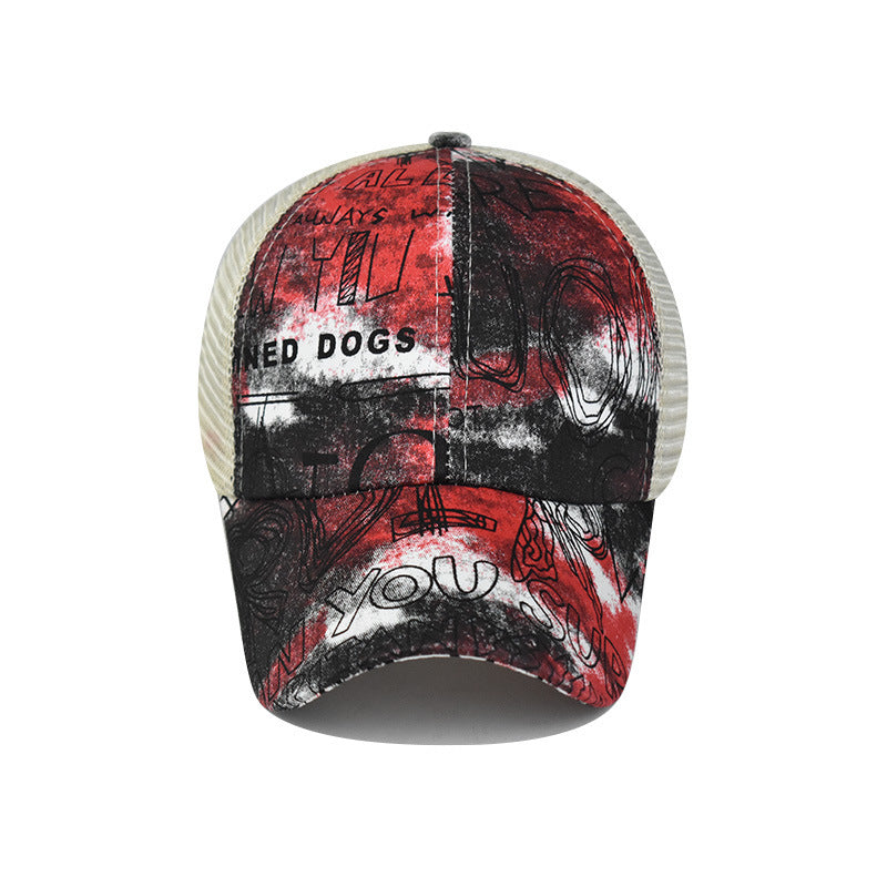 Wholesale Tie Dye Cross Ponytail Baseball Cap Women S Fashion Summer Sun Hat