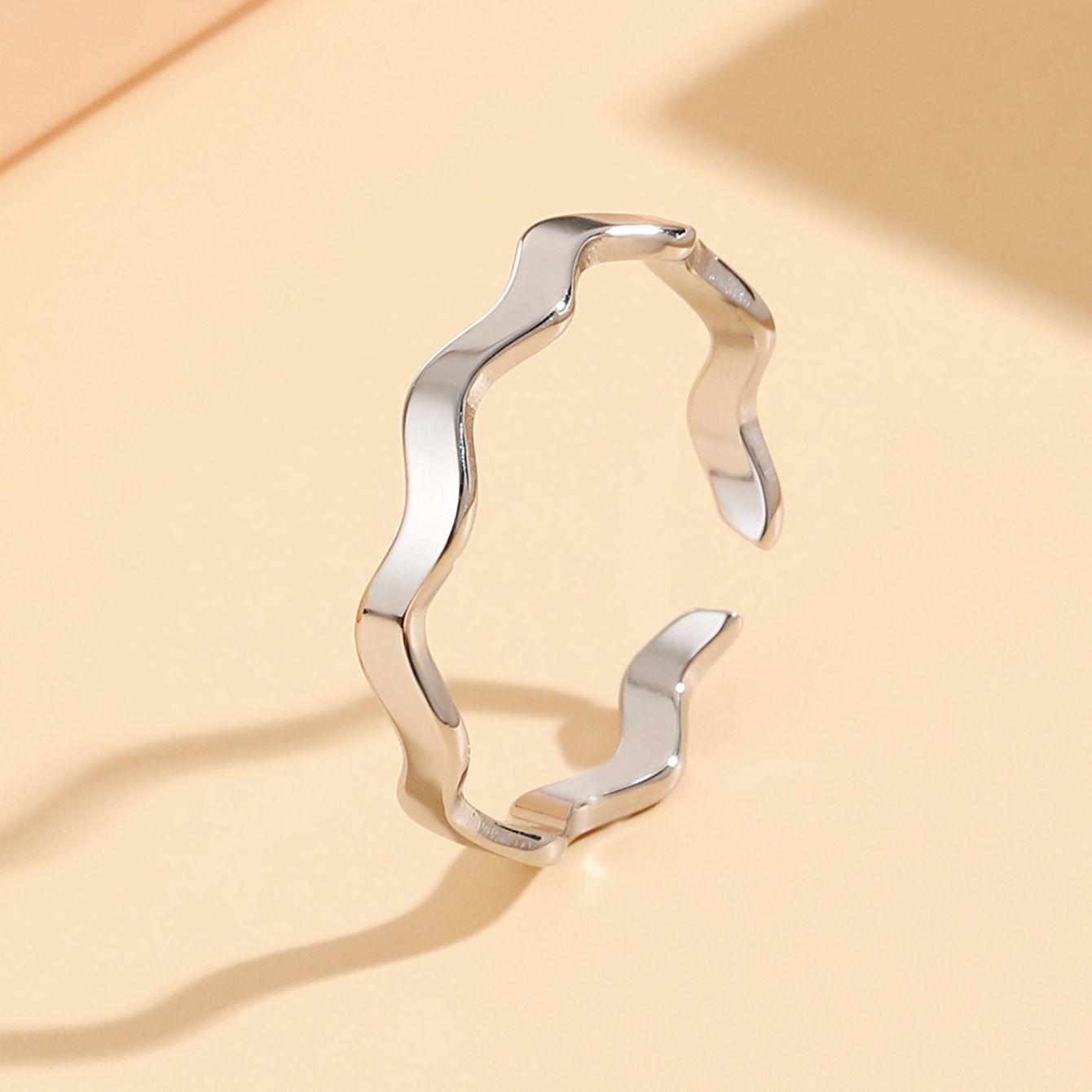 Wholesale Stainless steel wave plain open ring