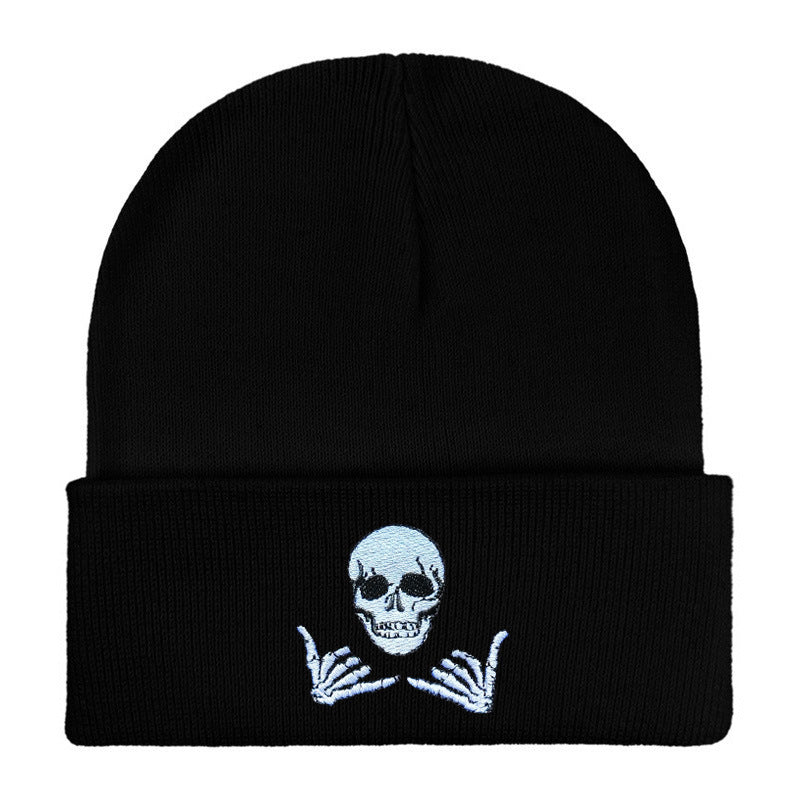 Wholesale  horror skull series embroidered knitted hat