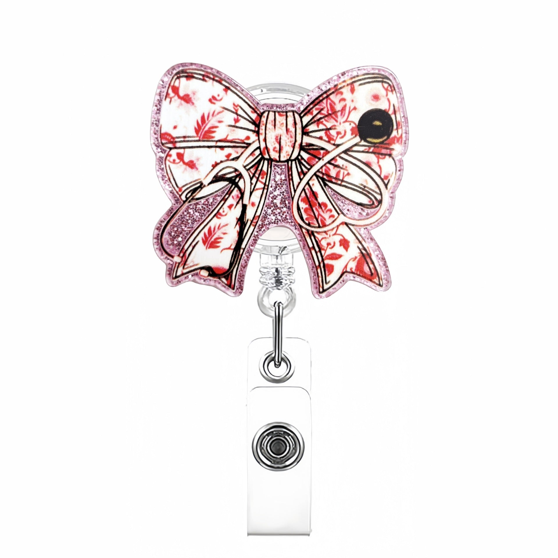Wholesale Acrylic Creative Bow Badge Reels Keychains