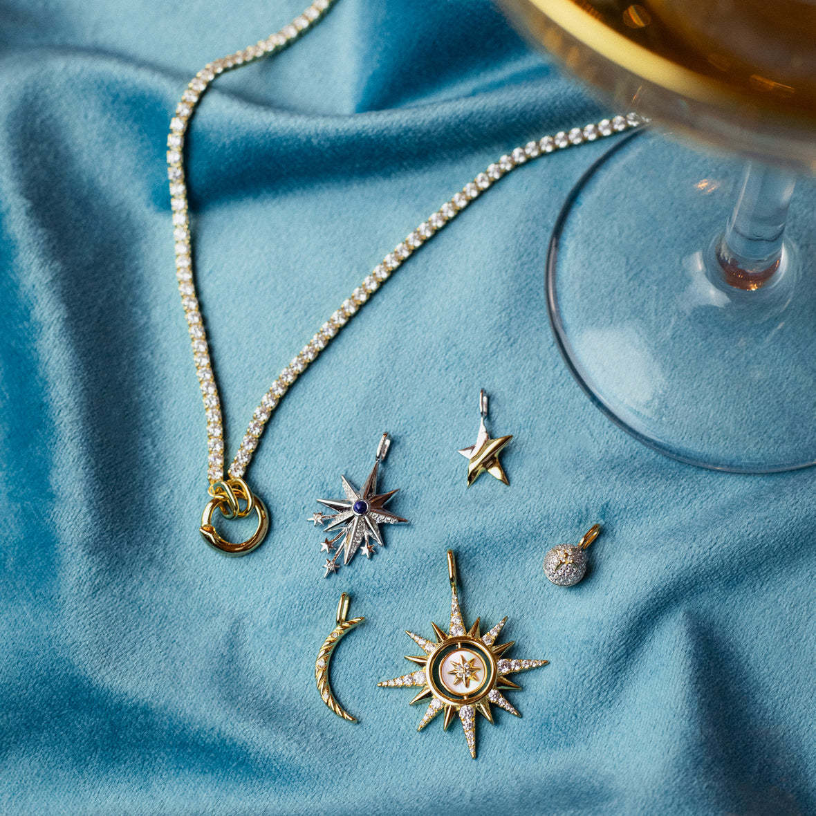 Wholesale Titanium Steel Moon DIY Eyes Cross Bamang Star Pendant Light Luxury  Necklace