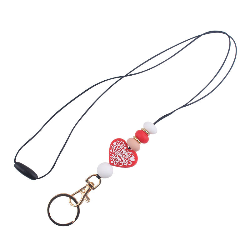 Wholesale  Cartoon Valentine's Day Love Silicone Creative DIY Beaded Pendant Necklace