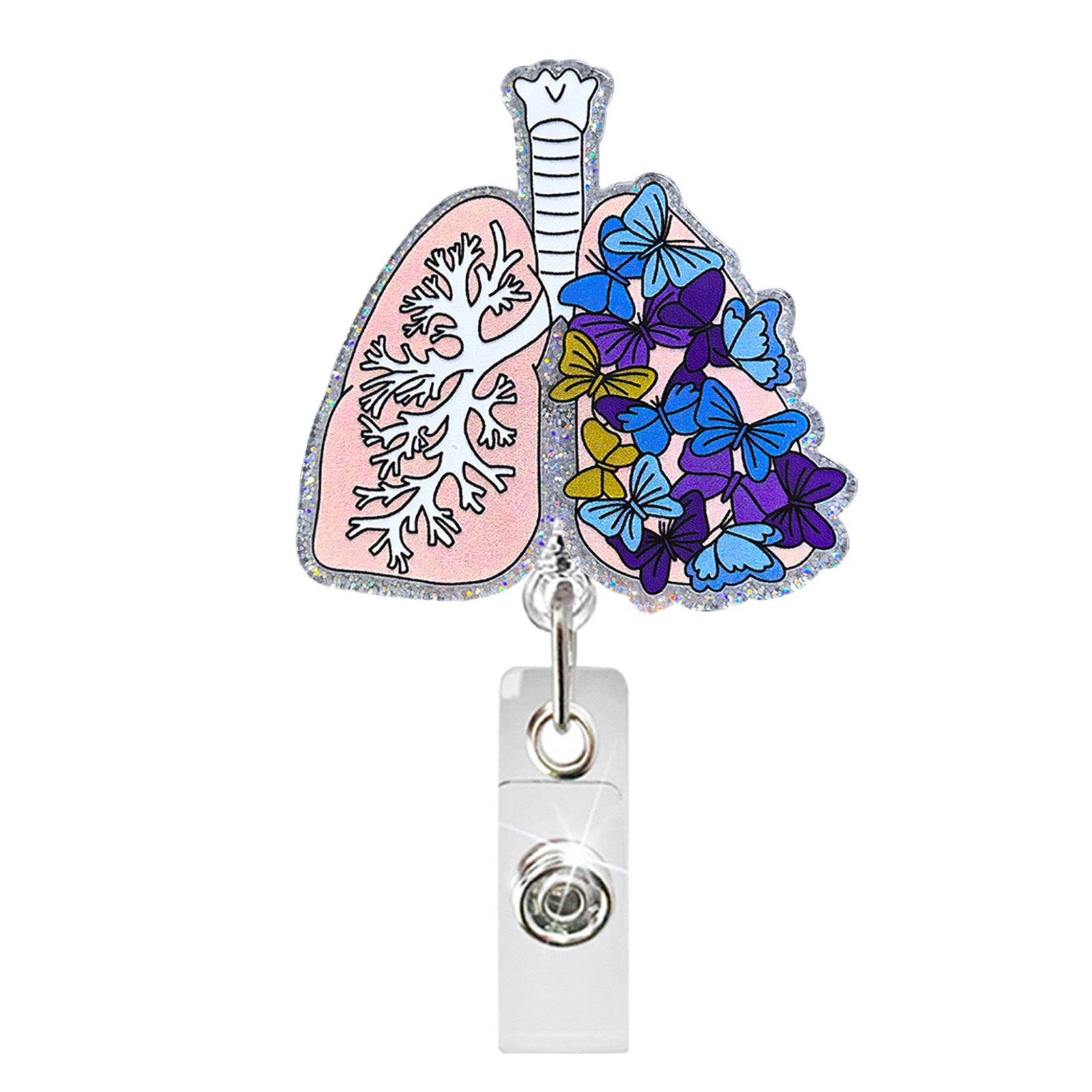 Wholesale Acrylic Heart Series Retractable Rotating Badge Keychain