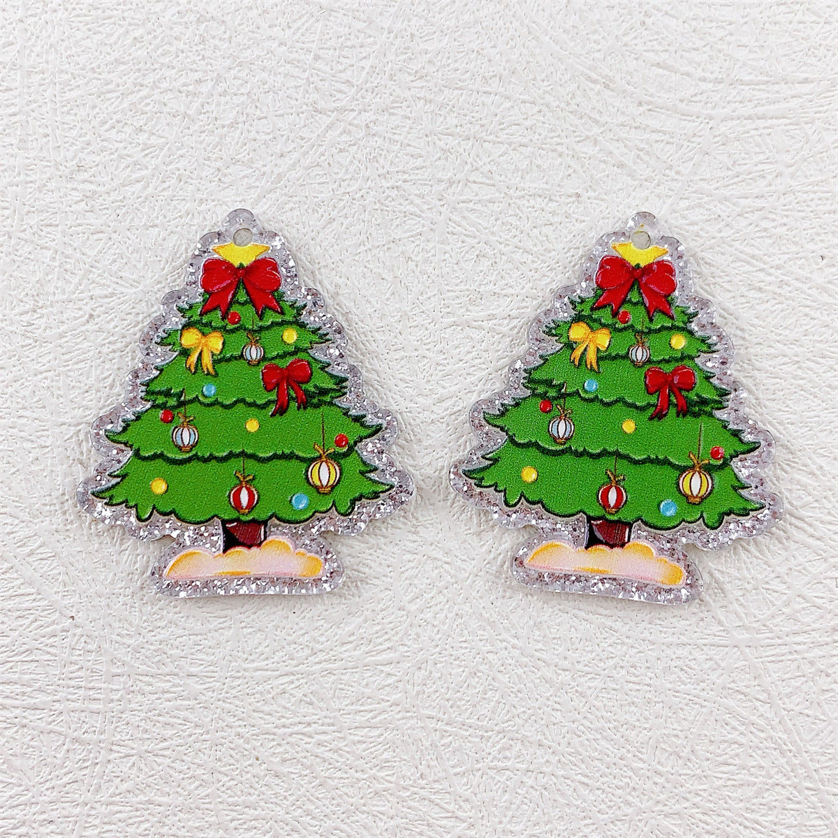 Wholesale 10pcs  Acrylic Print Color Christmas Tree  Snowman  Pendant