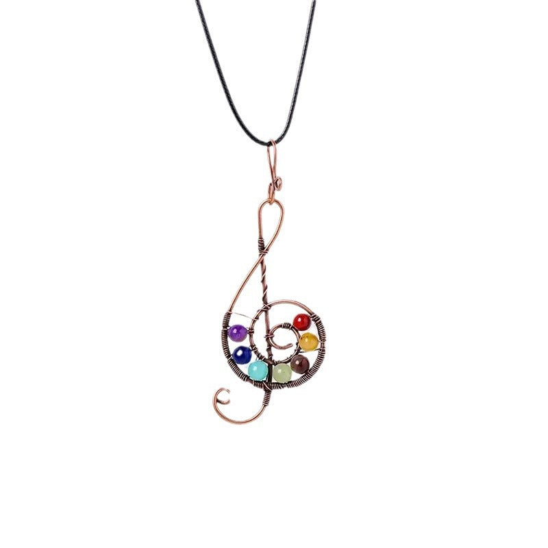 Wholesale Handmade Natural Amethyst Crystal Tree Of Life Pendant Necklace Heart Musical Note Design With Leather Rope Everyday Layering Jewelry