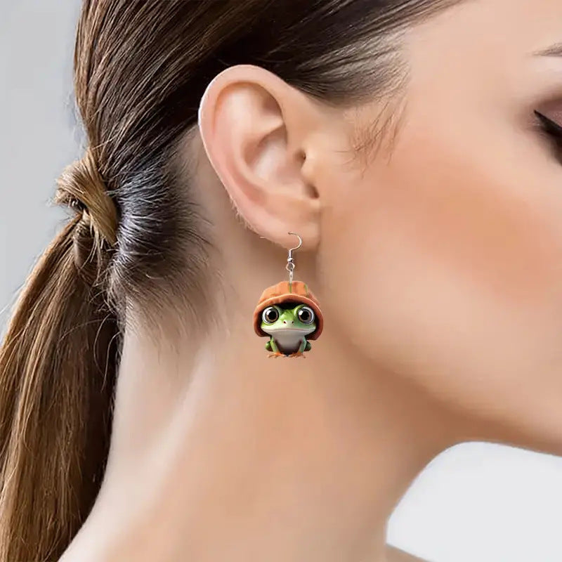 Wholesale  cute little frog 2D acrylic earrings