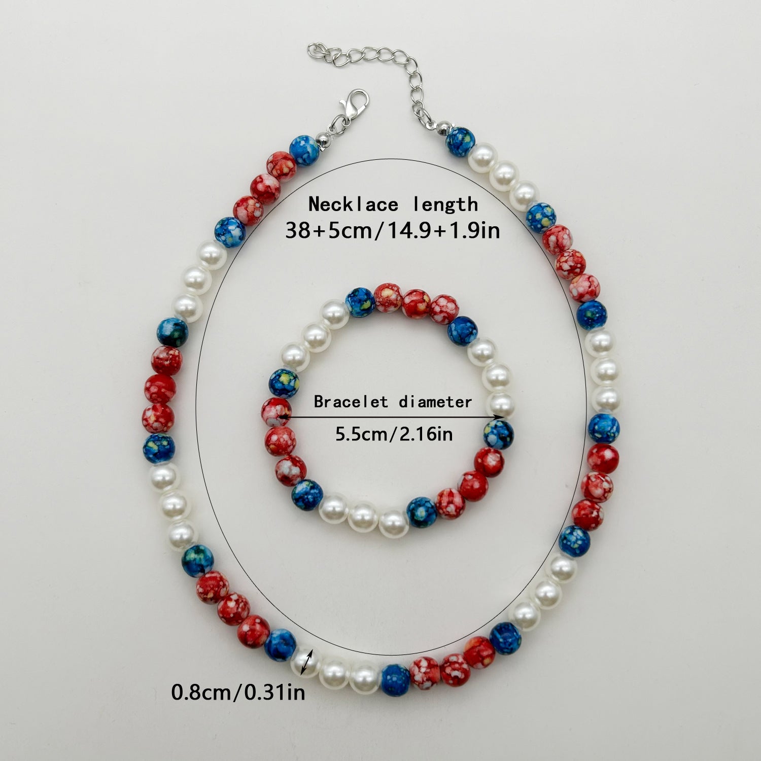 Wholesale American Independence Day Flag Color Beaded Necklace