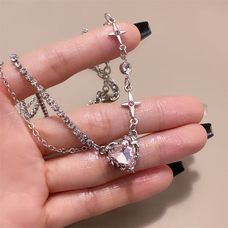 Wholesale  Luxury  Black Zircon Love Necklace