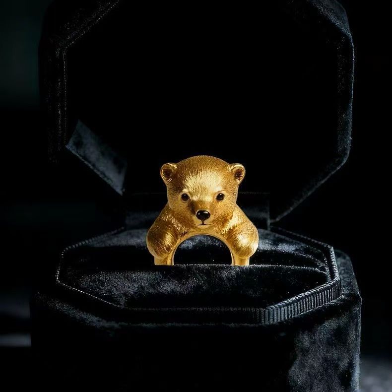 Wholesale Cute Bear Hug Ring Adjustable Zinc Alloy Fashion Accessory Everyday Gift
