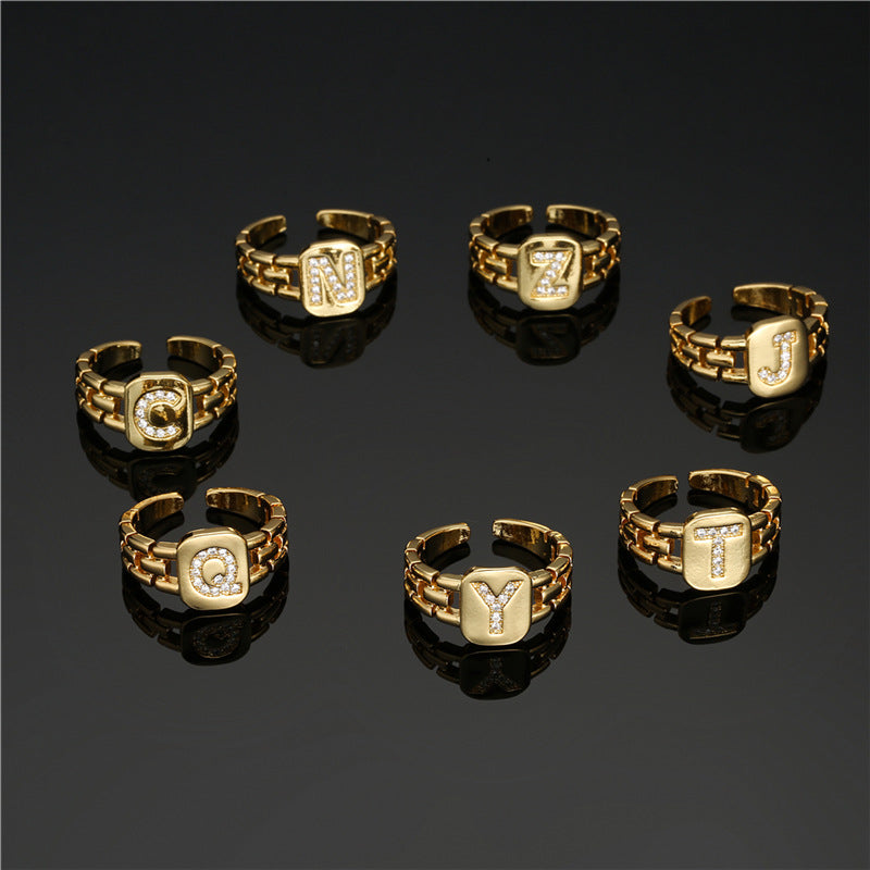 Wholesale 26 Letters Open Adjustable Ring ACC-RS-AoGu007