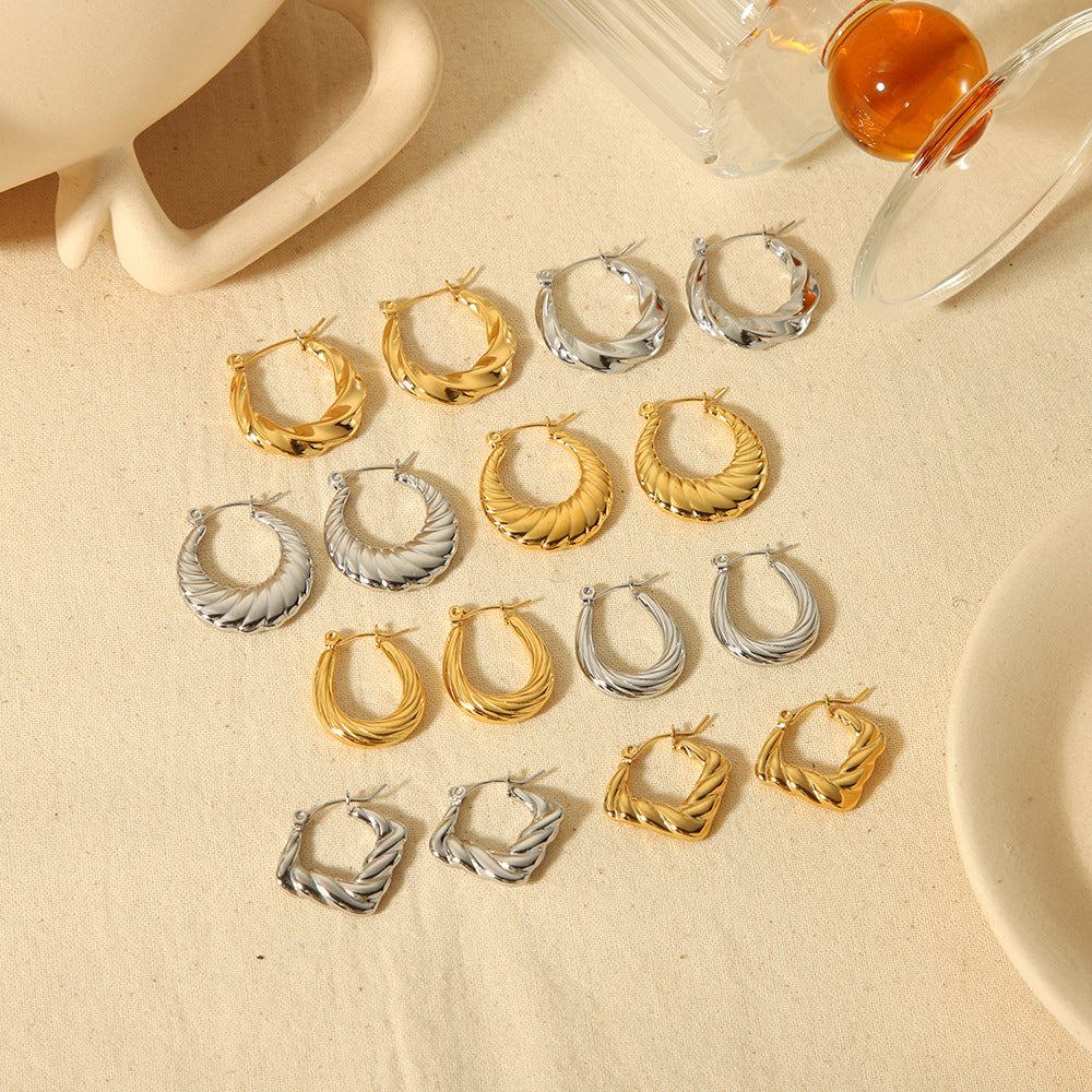 Wholesale Stainless Steel Geometric Stripe Earrings