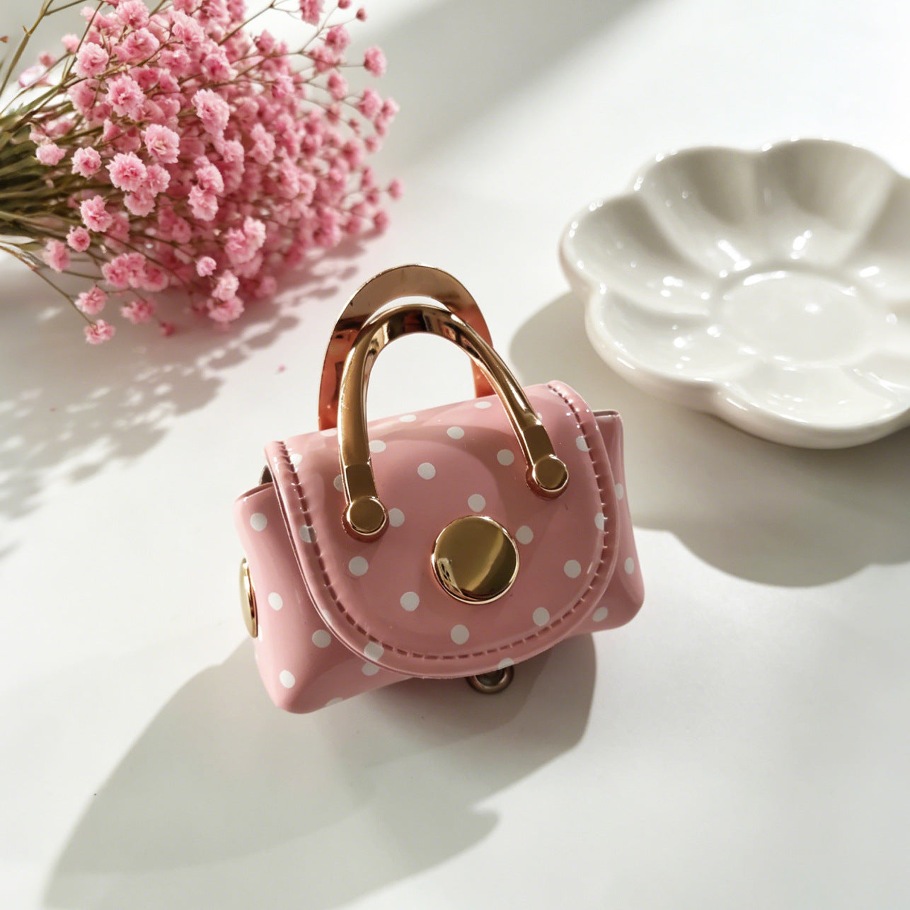 Wholesale French Retro Polka Dot Mini Handbag Coin Purse Keychain Boutique Accessory