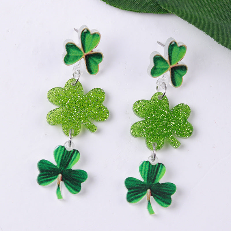 Wholesale Acrylic creative St.  Patrick' s Day beer earrings