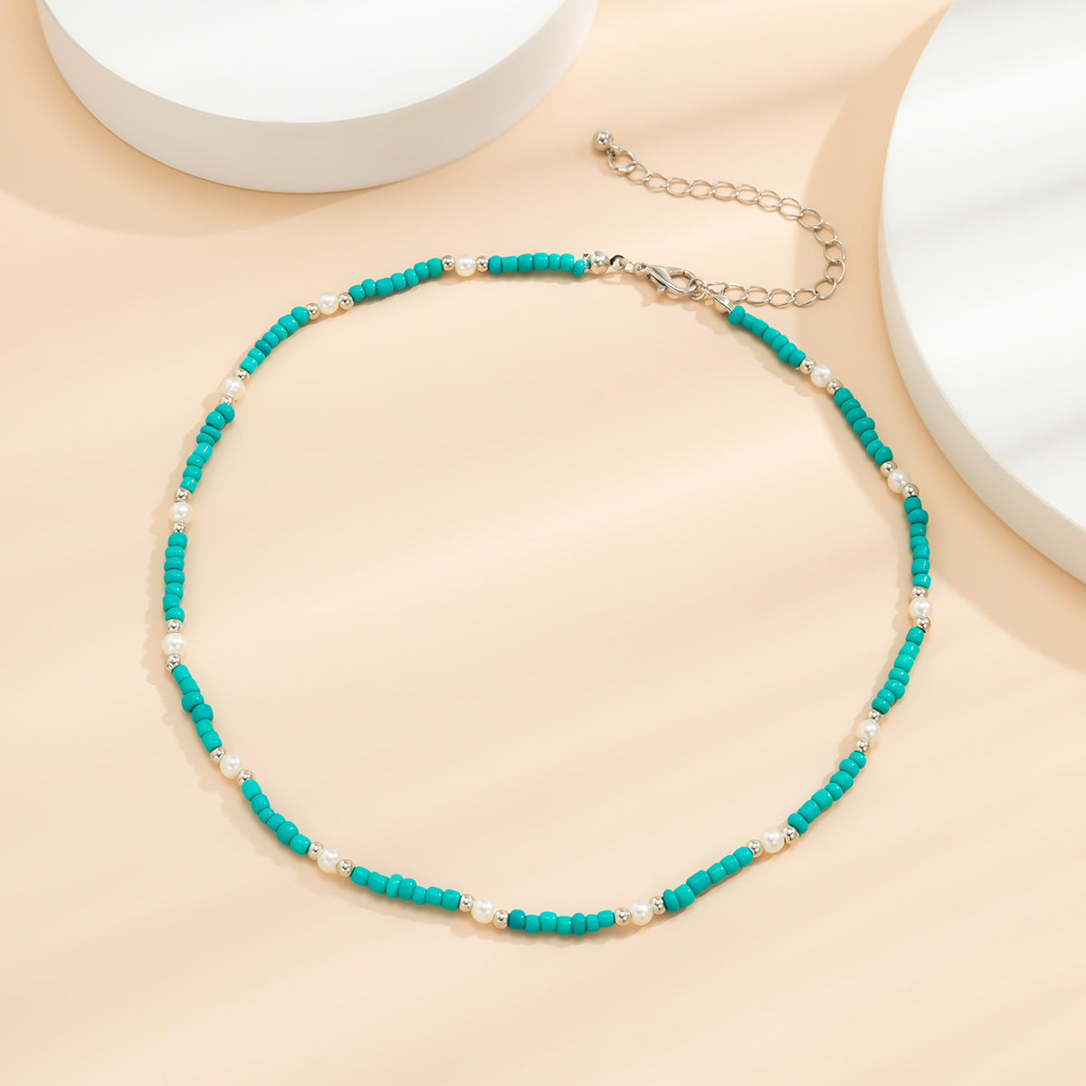 Wholesale  ethnic style simple rice beads woven stitching necklace