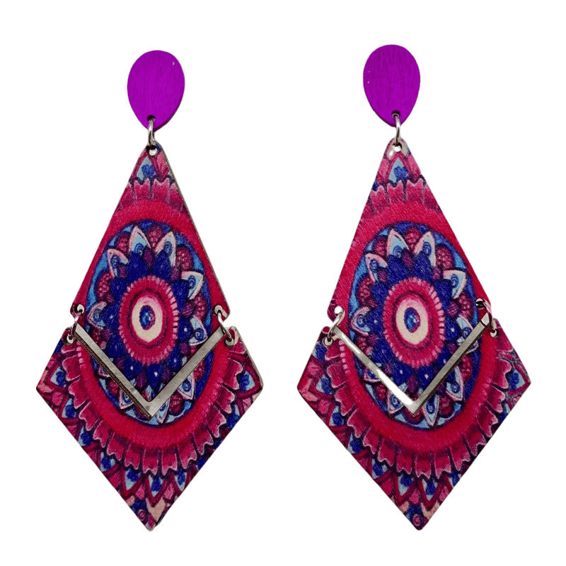 Wholesale Bohemian Diamond Wood Earrings ACC-ES-FX076