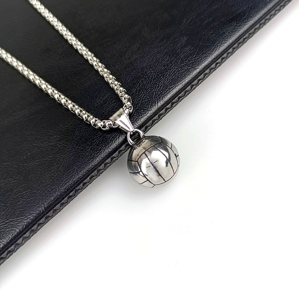 Wholesale Stainless Steel Basketball,  Soccer,  and Volleyball Pendant with Pearl Chain