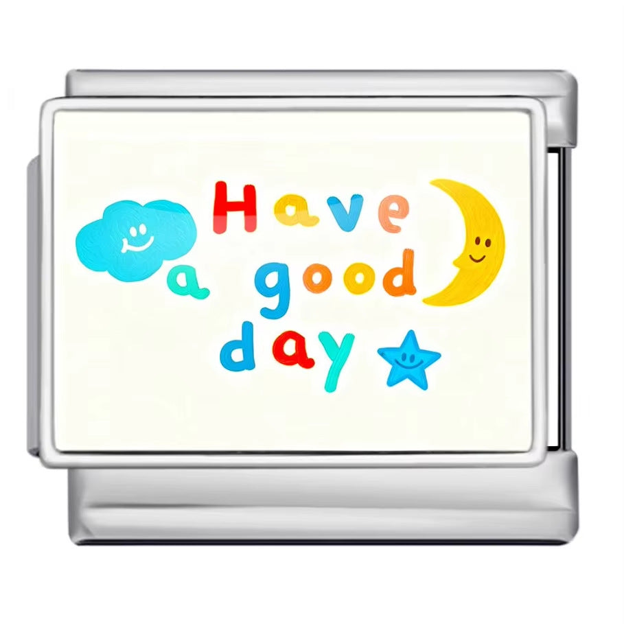 Wholesale italian Charm Bracelet 9mm DIY Colorful English Series Creative Stainless Steel Composable Bracelet