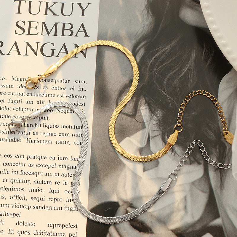 Wholesale Titanium Steel Electroplated Snake Bone Chain Necklace Bracelet Jewelry Set Modern Niche Design for Women