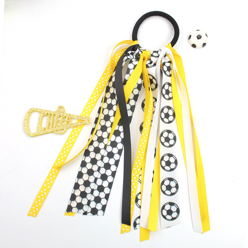 Wholesale 10pcs  Football Cheerleading Bow Hair Clips Hair Scrunchies