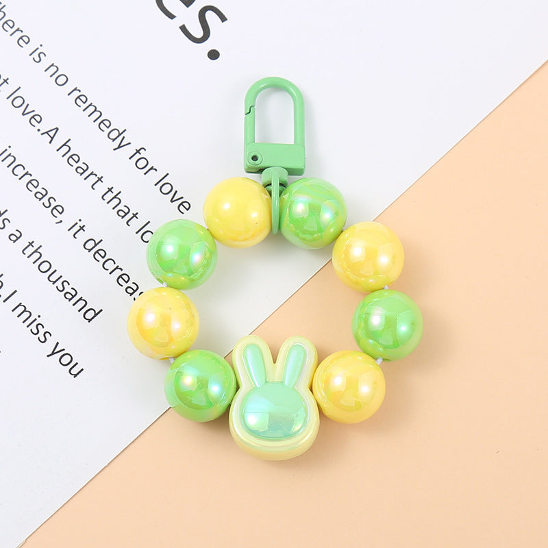 Wholesale Rabbit Beaded Keychains Plated with Colored Acrylic Pendants, Bags, Pendants ACC-KC-HuiMei009